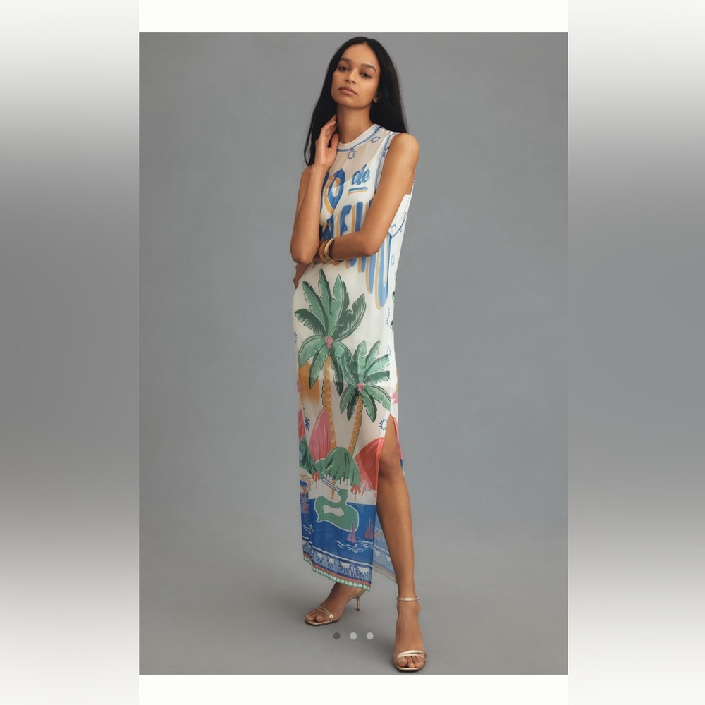 Farm Rio Graphic Mesh Midi dress